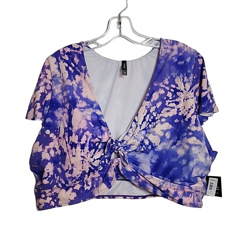 Torrid Bolts Tie Dye Wireless Flutter Sleeve Bikini Top, NWT, 4x